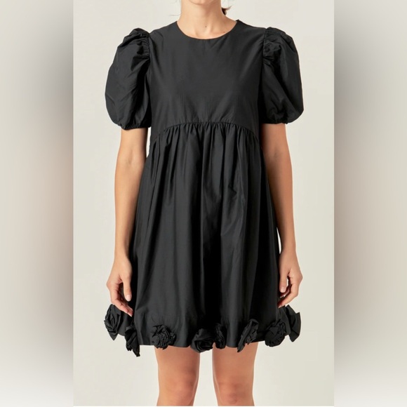 English Factory Women's Poplin Corsage Mini Dress, Black Size Medium NWT - Picture 2 of 16